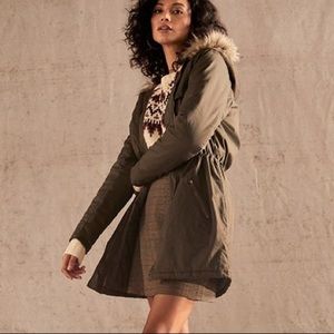 JUSTFAB | Fur Hooded Green Parka Long Jacket